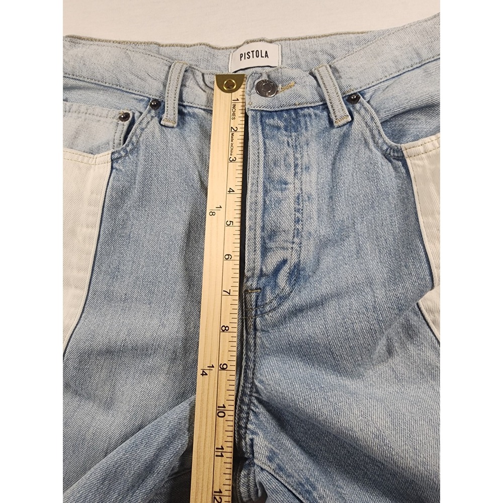 Pistola Y2k Denim Two Tone Contrast Panel 90s Straight Leg Jeans Light Wash Prep - Picture 5 of 9